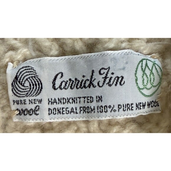 Carrick Finn Ireland child’s 100% Wool Sweater Cardigan Cream Fisherman Chest 30 - Picture 3 of 5